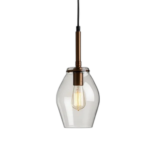 3d render, modern, glass, pendant, light, clear, shade, brown transparent PNG cut-out