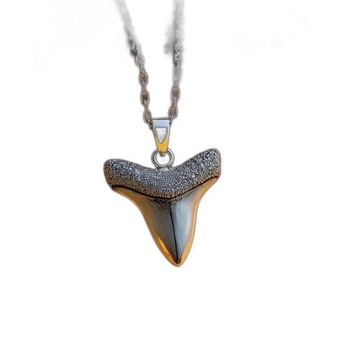jewelry, 3d render, silver, pendant, detailed, design, resembling, shark transparent PNG cut-out