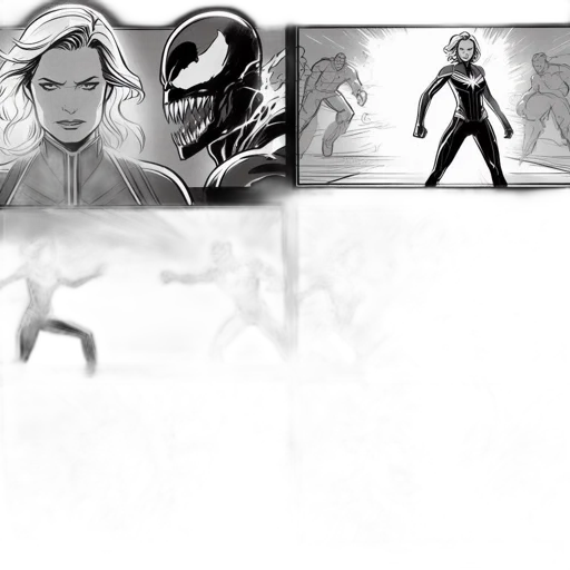 comic book art, concept art, outer space, monochrome, comic, panels, feature, woman transparent PNG cut-out