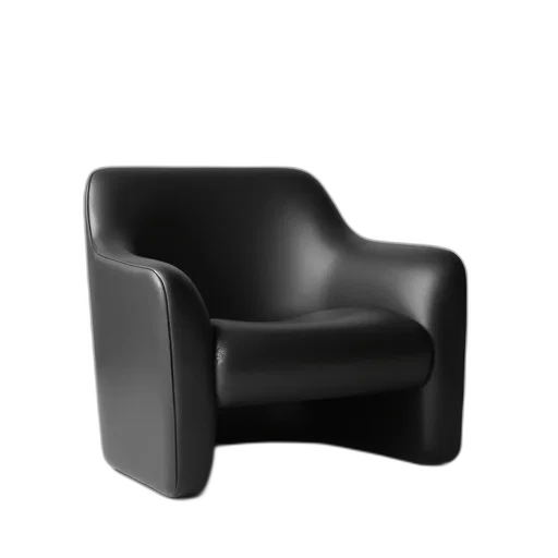 furniture, 3d render, photorealistic, form, chair, black, leather, product transparent PNG cut-out