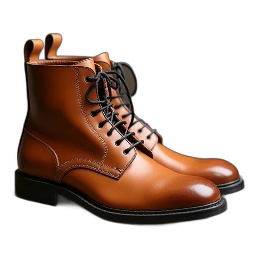 shoes, photorealistic, 3d render, tan, leather, derby, boot, standard transparent PNG cut-out