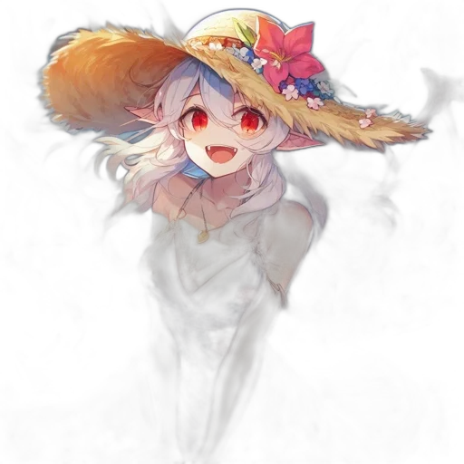hat, staff, flower, weapon, anime, watercolor, fantasy art, pixel art transparent PNG cut-out
