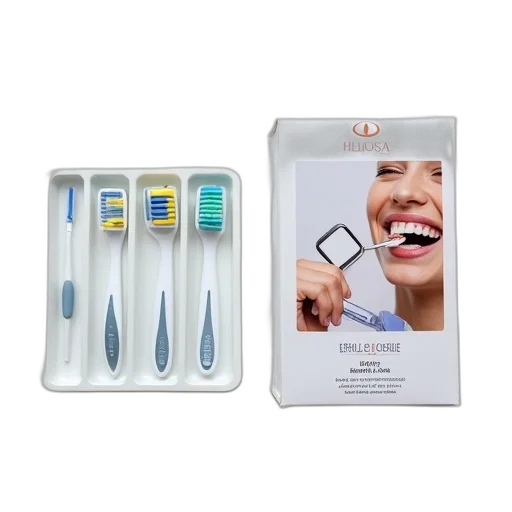 white, tray, filled, various, dental, tools, such, toothbrushes transparent PNG cut-out