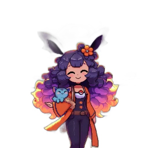 staff, creature, hair, jacket, pixel art, concept art, cartoon, anime transparent PNG cut-out