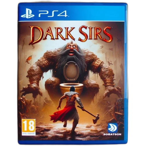 concept art, playstation, game, case, featuring, dark, sirs, showing transparent PNG cut-out