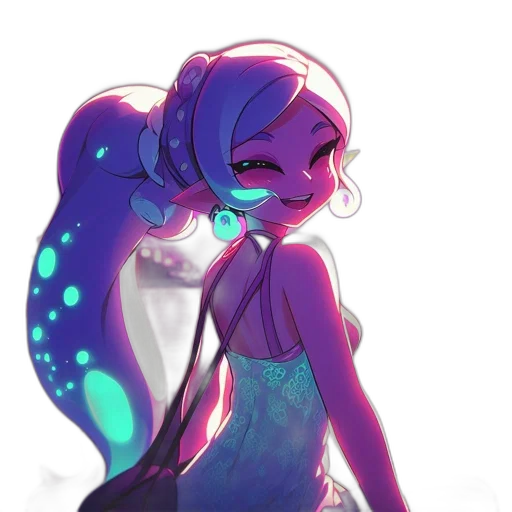 dress, creature, robot, mask, concept art, watercolor, vaporwave, anime transparent PNG cut-out