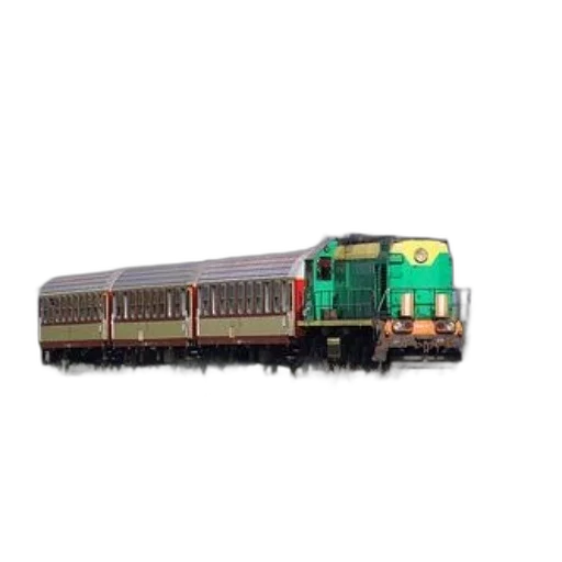 3d render, photorealistic, vintage, steam, train, green, yellow, locomotive transparent PNG cut-out