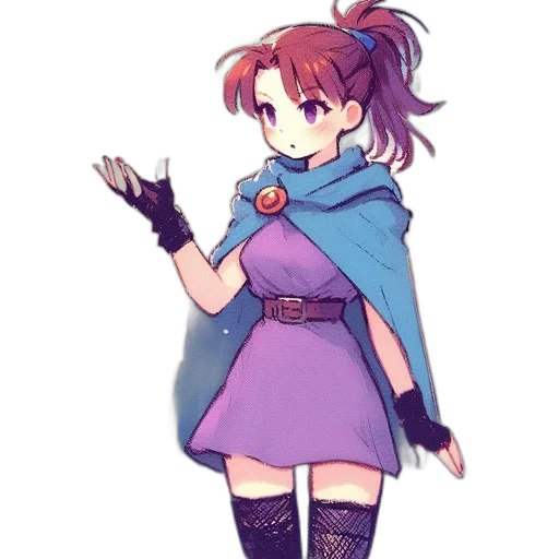 staff, dress, jacket, weapon, pixel art, concept art, anime, watercolor transparent PNG cut-out