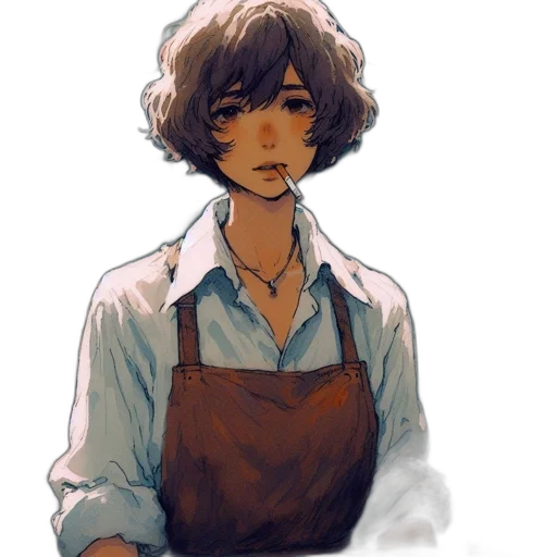 staff, face, food, watercolor, oil painting, concept art, anime, pastel transparent PNG cut-out