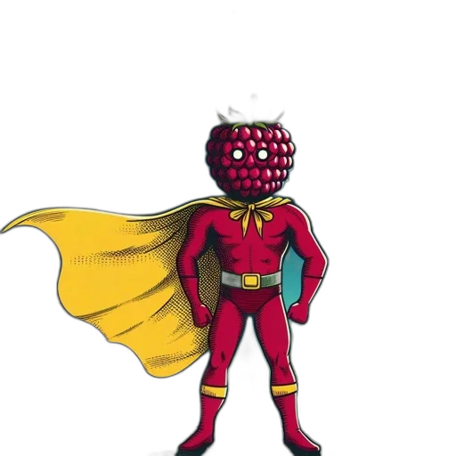 mask, comic book art, concept art, cartoon, pixel art, red, anthropomorphic, superhero transparent PNG cut-out