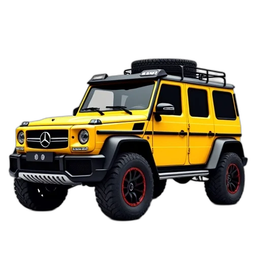 car, 3d render, photorealistic, concept art, yellow, off-road, vehicle, black transparent PNG cut-out