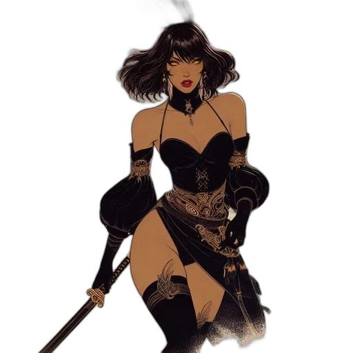 weapon, staff, sword, dress, fantasy art, concept art, comic book art, pixel art transparent PNG cut-out
