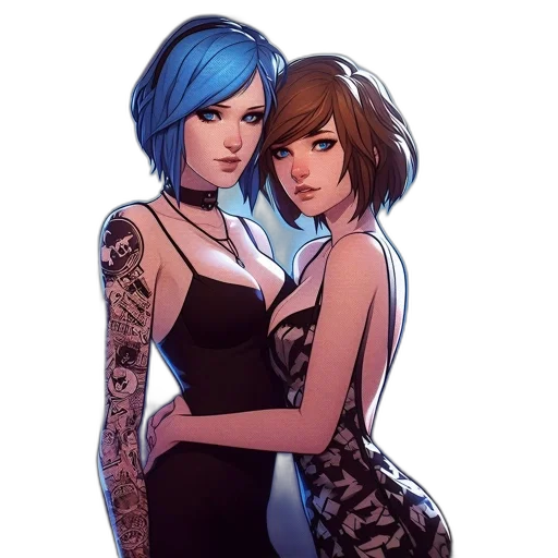 dress, concept art, comic book art, fantasy art, cyberpunk, neon lights, blue, dark transparent PNG cut-out
