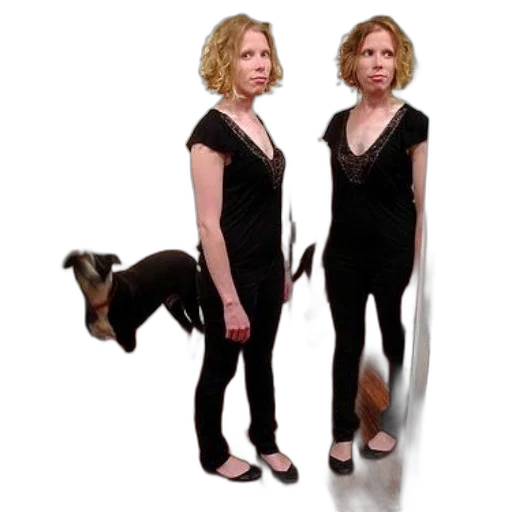 dress, staff, animal, woman, black, stands, front, mirror transparent PNG cut-out