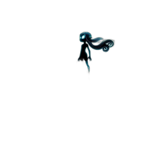 creature, robot, hair, staff, pixel art, concept art, comic book art, 3d render transparent PNG cut-out
