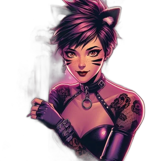 staff, comic book art, cyberpunk, fantasy art, concept art, dark, female, character transparent PNG cut-out