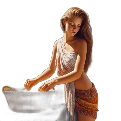 jewelry, dress, oil painting, photorealistic, fantasy art, concept art, underwater, fire transparent PNG cut-out