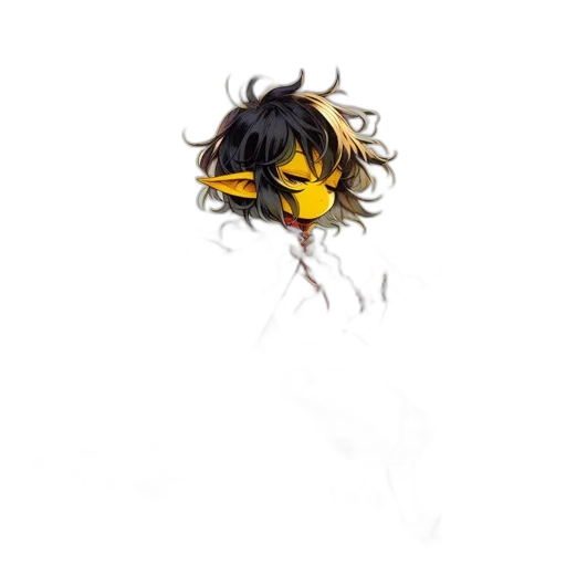 hair, mask, creature, face, concept art, pixel art, photorealistic, watercolor transparent PNG cut-out