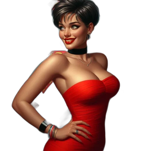 dress, jewelry, photorealistic, concept art, 3d render, cartoon, red, illustration transparent PNG cut-out