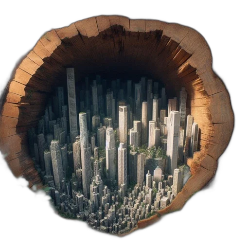 tree, building, crown, bottle, 3d render, concept art, photorealistic, fantasy art transparent PNG cut-out
