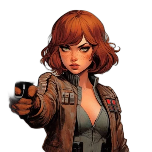 jacket, weapon, comic book art, concept art, pixel art, cyberpunk, armed, woman transparent PNG cut-out