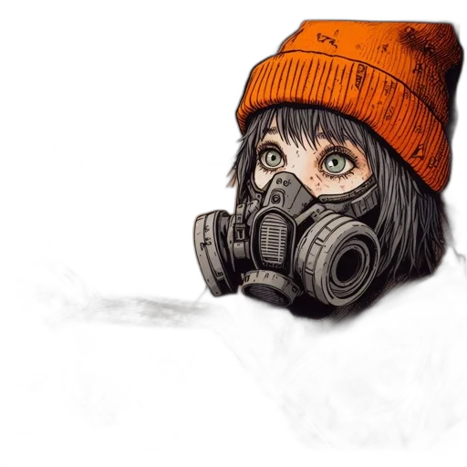 mask, face, jacket, watercolor, concept art, photorealistic, comic book art, fog transparent PNG cut-out