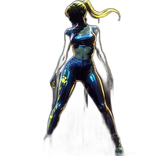 robot, dress, weapon, concept art, comic book art, cyberpunk, fantasy art, neon lights transparent PNG cut-out