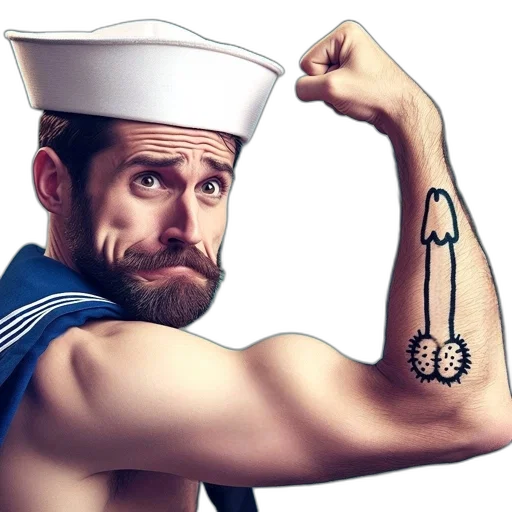 man, sailor, outfit, sporting, beard, exaggerated, facial, expression transparent PNG cut-out