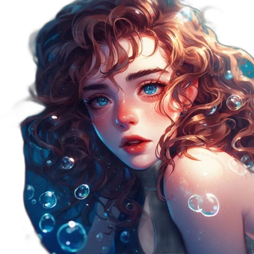 face, dress, creature, fantasy art, concept art, photorealistic, comic book art, underwater transparent PNG cut-out