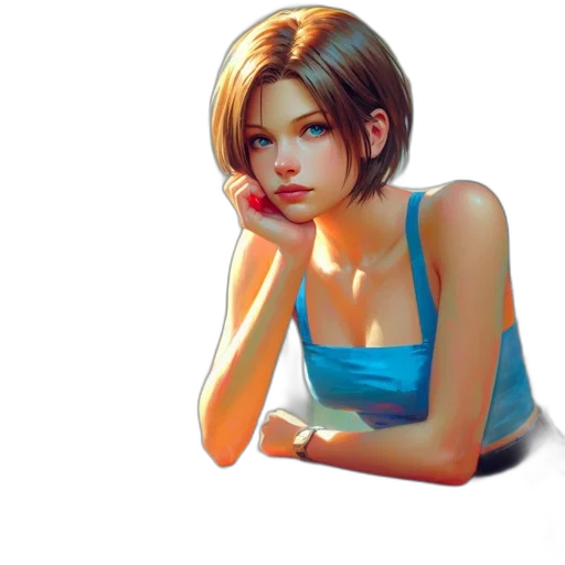 face, jewelry, dress, photorealistic, concept art, pixel art, oil painting, blue transparent PNG cut-out