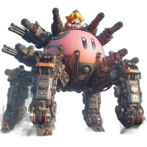 robot, weapon, animal, creature, concept art, 3d render, fantasy art, pink transparent PNG cut-out