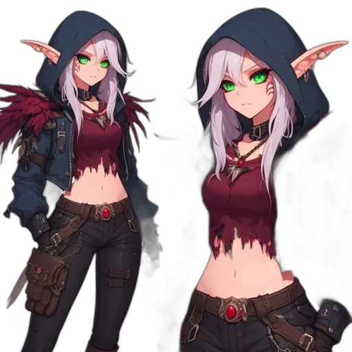 jacket, fantasy art, concept art, pixel art, anime, dark, green, red transparent PNG cut-out