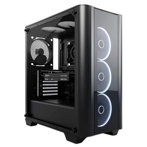 robot, 3d render, cyberpunk, photorealistic, monochrome, sleek, modern, computer transparent PNG cut-out