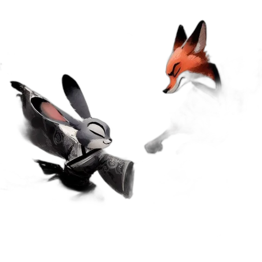mask, weapon, animal, concept art, 3d render, fantasy art, fog, two transparent PNG cut-out