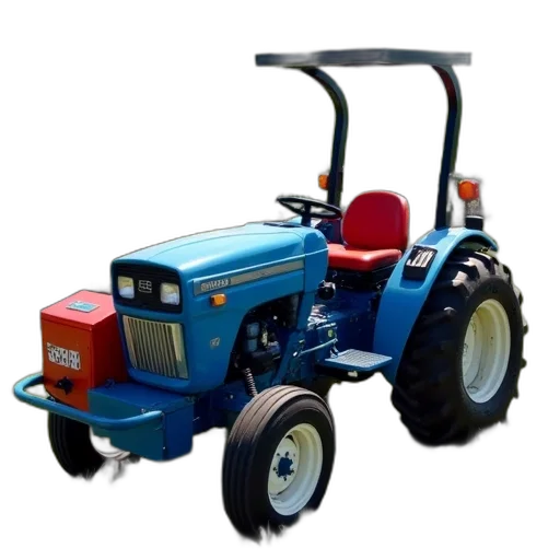 car, blue, tractor, red, seat, toolbox, parked, field transparent PNG cut-out