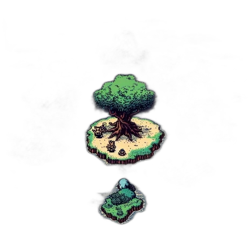 tree, crown, creature, umbrella, pixel art, concept art, 3d render, fantasy art transparent PNG cut-out