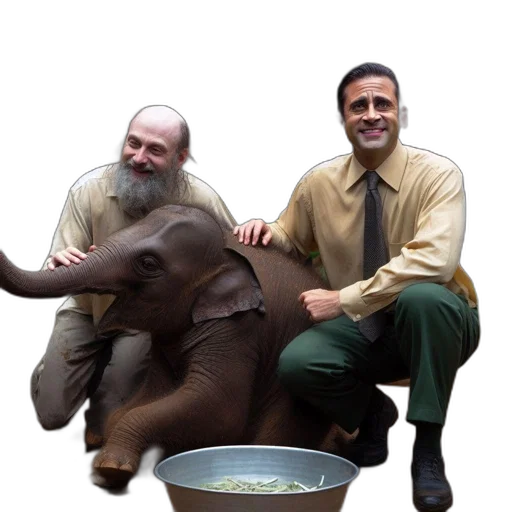 animal, creature, staff, two, men, one, long, beard transparent PNG cut-out