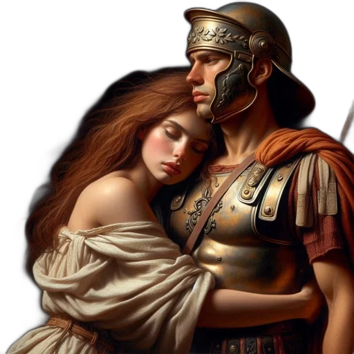 sword, fantasy art, photorealistic, concept art, oil painting, fire, roman, soldier transparent PNG cut-out