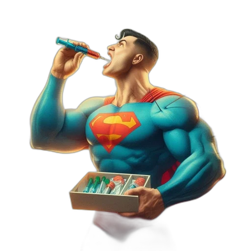 concept art, comic book art, 3d render, cartoon, superman, stands, dynamic, pose transparent PNG cut-out