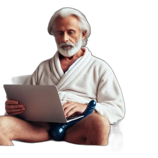 robot, staff, elderly, man, sporting, white, beard, hair transparent PNG cut-out