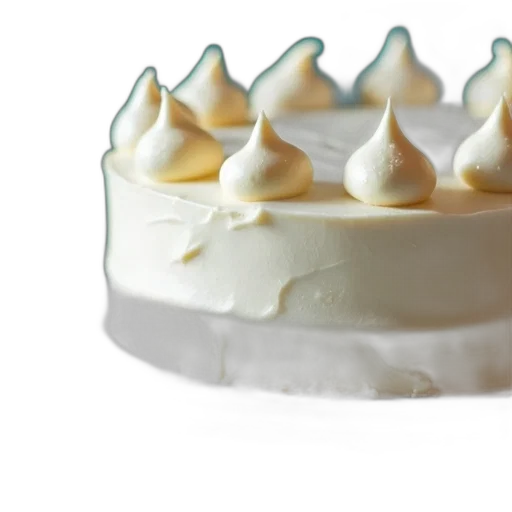crown, food, hat, 3d render, close-up, white, frosted, cake transparent PNG cut-out