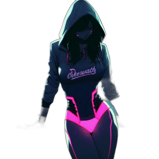 jacket, dress, mask, robot, cyberpunk, concept art, 3d render, vaporwave transparent PNG cut-out