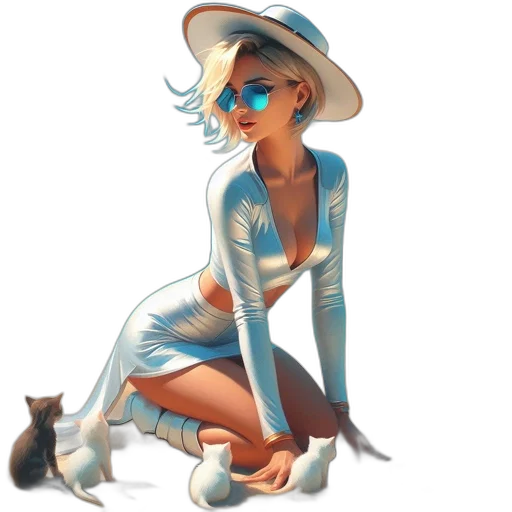 dress, hat, staff, concept art, fantasy art, pixel art, comic book art, blue transparent PNG cut-out