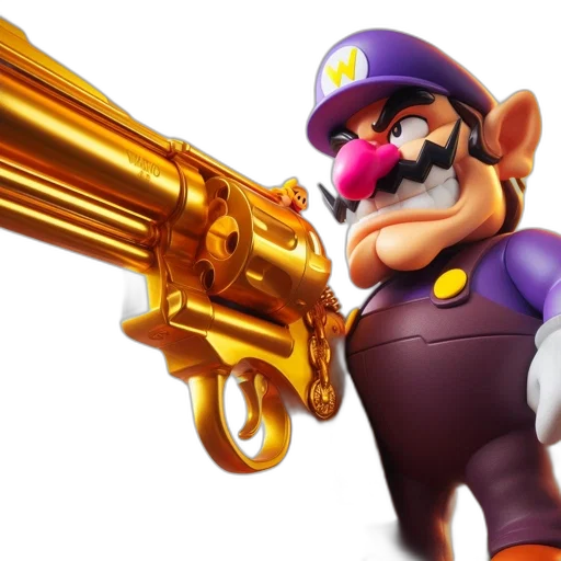 weapon, staff, concept art, 3d render, waluigi, mario, universe, shown transparent PNG cut-out