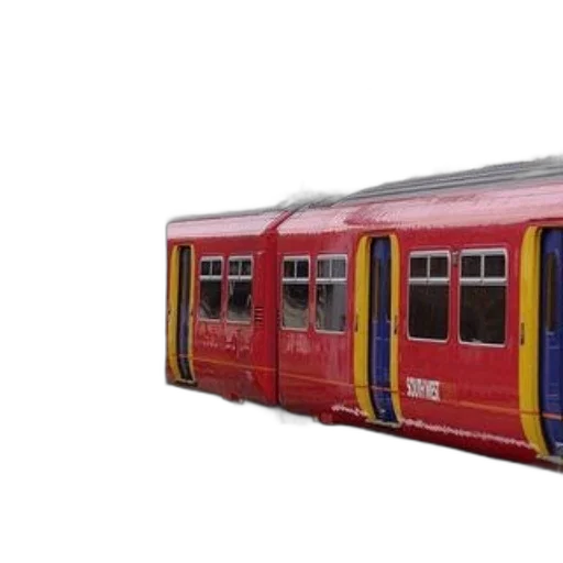 3d render, photorealistic, red, train, yellow, accents, stationed, platform transparent PNG cut-out