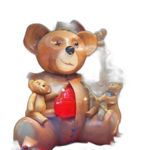 concept art, 3d render, fantasy art, photorealistic, fire, large, teddy, bear transparent PNG cut-out
