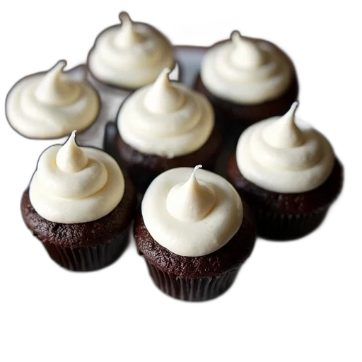 food, plate, six, chocolate, cupcakes, topped, generous, dollop transparent PNG cut-out