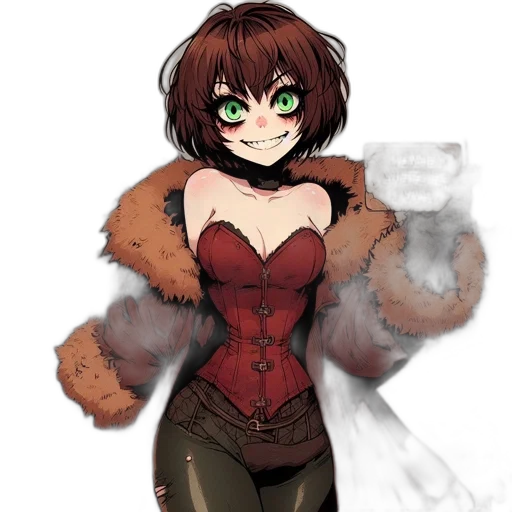 jacket, dress, mask, weapon, pixel art, anime, concept art, fantasy art transparent PNG cut-out