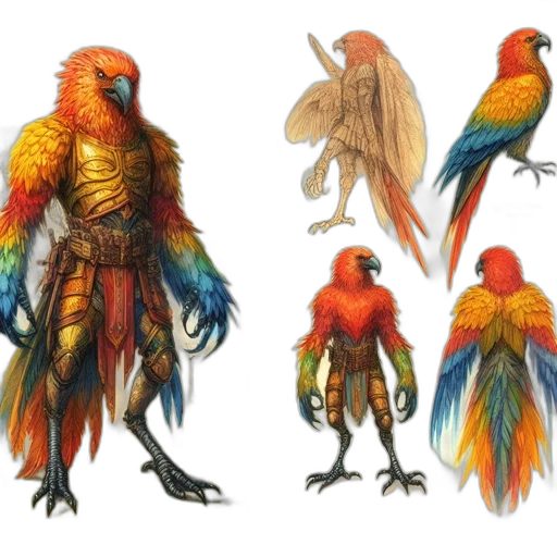 creature, animal, concept art, fantasy art, 3d render, watercolor, colorful, red transparent PNG cut-out