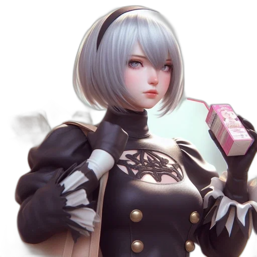 robot, staff, jacket, weapon, 3d render, concept art, fantasy art, anime transparent PNG cut-out